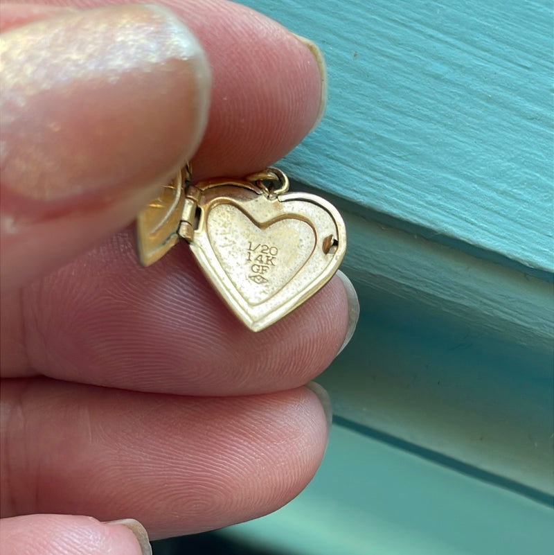 Dainty Heart Locket - Rose and Yellow Gold Filled - Vintage