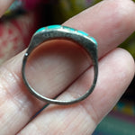 Turquoise Inlay Ring - Sterling Silver - Vintage