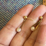 Pearl Drop Earrings - 14k Gold - Vintage