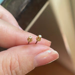 Diamond Stud Earrings - Buttercup - 14k Gold - Vintage