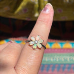 Opal Flower Ring - Sterling Silver - Modern