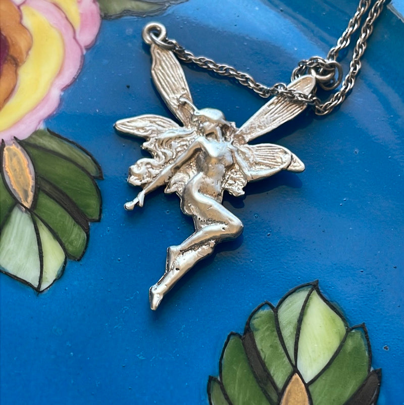 Fairy Necklace - Sterling Silver - Nouveau - Vintage