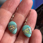 Turquoise Opal Inlay Earrings - Sterling Silver - Vintage