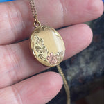 Gold Flower Locket - Rose Gold Flower - Gold Filled - Vintage