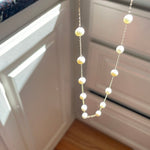 Pearl Station Necklace - 10k Gold - Vintage