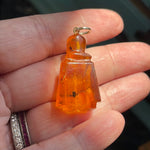 Carved Amber Man Pendant - Vintage