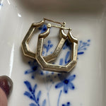 Large Square Hoop Earrings - 9k Gold - Vintage