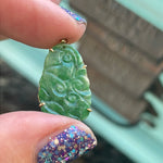 Carved Jade Pendant - 14k Gold - Vintage