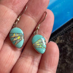 Turquoise Opal Inlay Earrings - Sterling Silver - Vintage