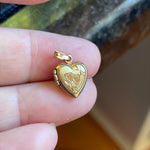 Dainty Double Heart Engraved Heart Locket - Gold Filled - Vintage