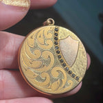 Shield Paste Locket - Gold Filled - Antique