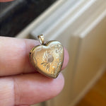 Bird Heart Locket - 14k Gold - Vintage