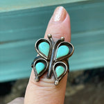 Turquoise Butterfly Ring - Sterling Silver - Vintage