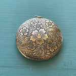 Engraved Flower Locket - Gold Filled - Vintage