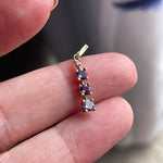 Tanzanite Three Stone Pendant - Diamond - 10k Gold - Vintage