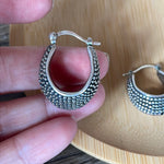 Beaded Hoop Earrings - Sterling Silver - Vintage