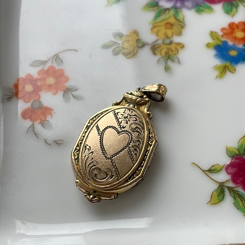 Ornate Heart Locket - Gold Filled - Vintage