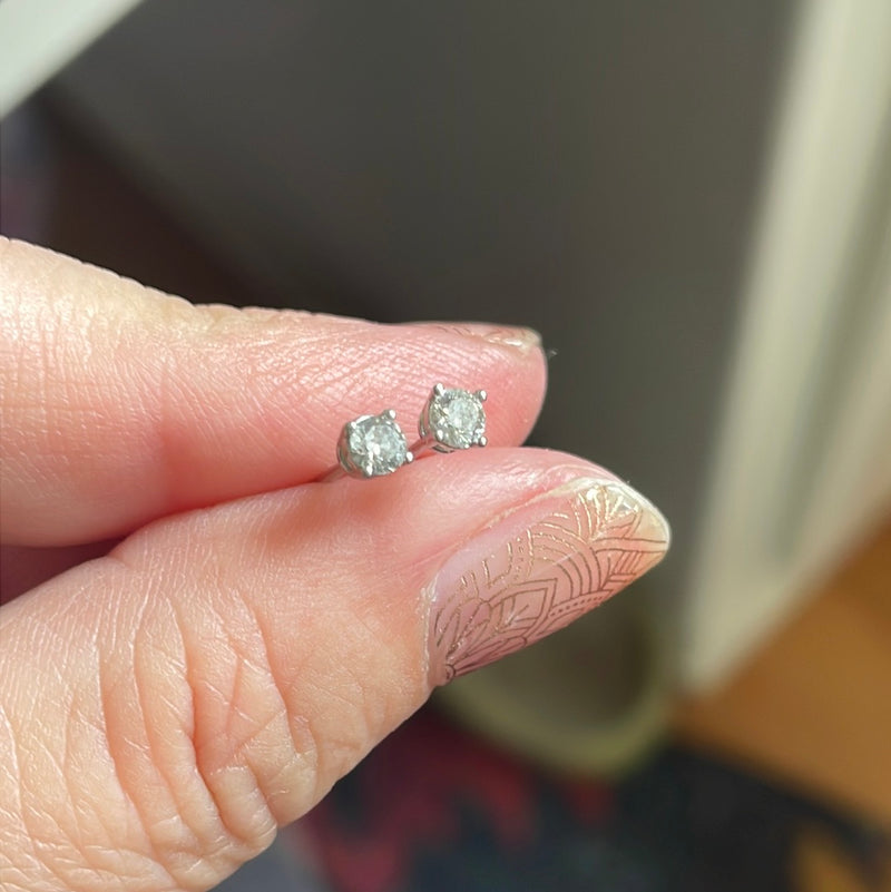 Diamond Earrings - 14k White Gold - Vintage