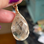 Faceted Quartz Large Pendant - Gold Filled - Handmade