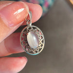 Moonstone Ornate Pendant - Sterling Silver - Vintage