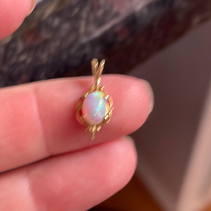 Opal Flourish Pendant - 14k Gold - Vintage