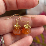 Carnelian Pumpkin Earrings - Grandidierite - Gold Filled - Handmade