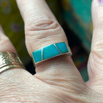 Turquoise Inlay Ring - Sterling Silver - Vintage