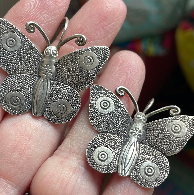 Butterfly Earrings - Sterling Silver - Vintage