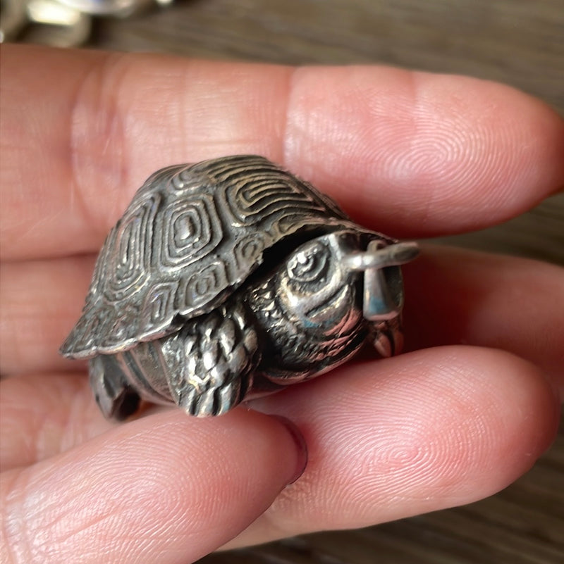 Turtle Locket - Sterling Silver - Vintage