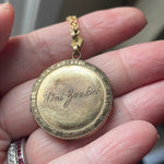 Flower Locket Necklace - Rose and Yellow Gold - Engraved - 1940s - Vintage