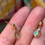 Opal Teardrop Earrings - 14k Gold - Vintage