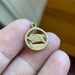 Rare Ornate Pig Charm - 14k Gold - Antique