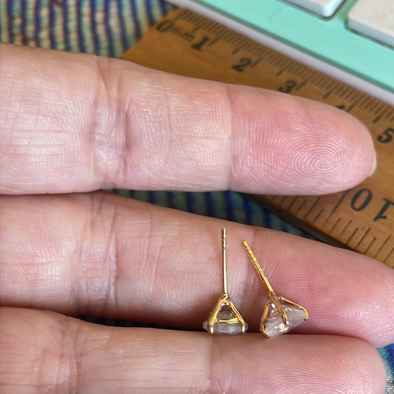 Moonstone Stud Earrings - 10k Gold - Vintage