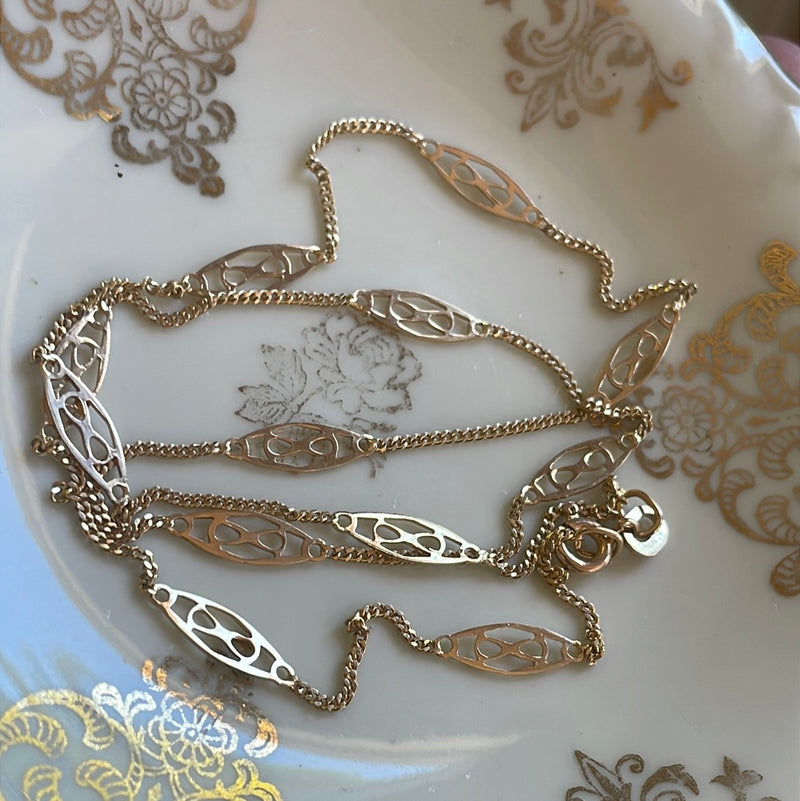 Station Link Chain - 14k Gold - Vintage