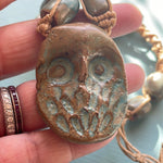 Owl Crochet Pottery Necklace - 1970s - Vintage