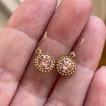 Pink CZ drop earrings - 14k Gold - Vintage