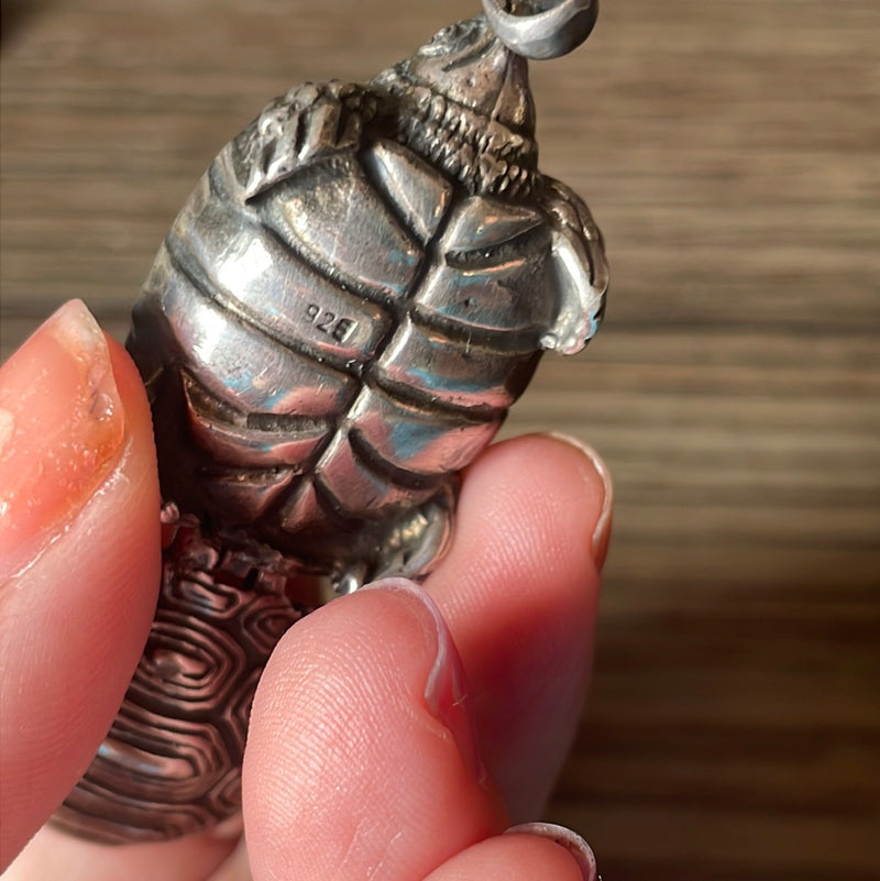 Turtle Locket - Sterling Silver - Vintage