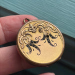 Fleur de Lis Flourish Locket - Gold Filled - Antique