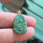 Carved Jade Pendant - 14k Gold - Vintage