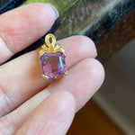 Ornate Amethyst Pendant - Square Cut - 14k Gold - Vintage