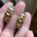 Citrine Hoop Earrings - Sterling Silver - Vintage