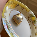 Heart Star Locket - Paste - Gold Filled - Vintage