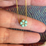 Turquoise Flower Necklace - Gold over Sterling - Modern