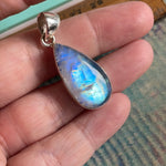 Moonstone Teardrop Pendant - Closed Back - Sterling Silver - Modern