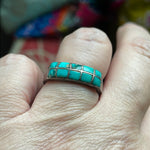 Turquoise Inlay Ring - Sterling Silver - Vintage