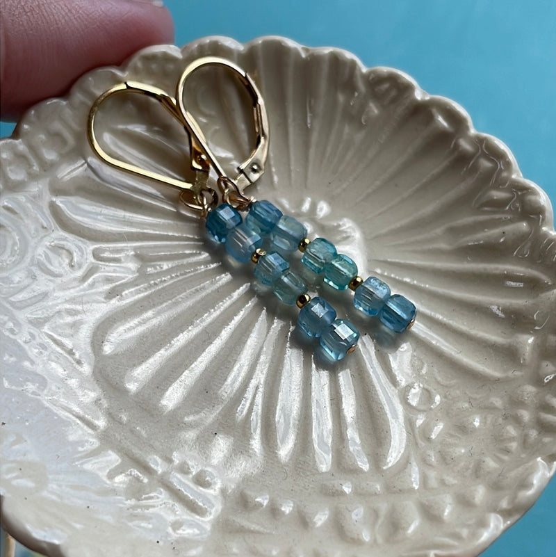 Ocean Cube Earrings - Gold Filled - Handmade