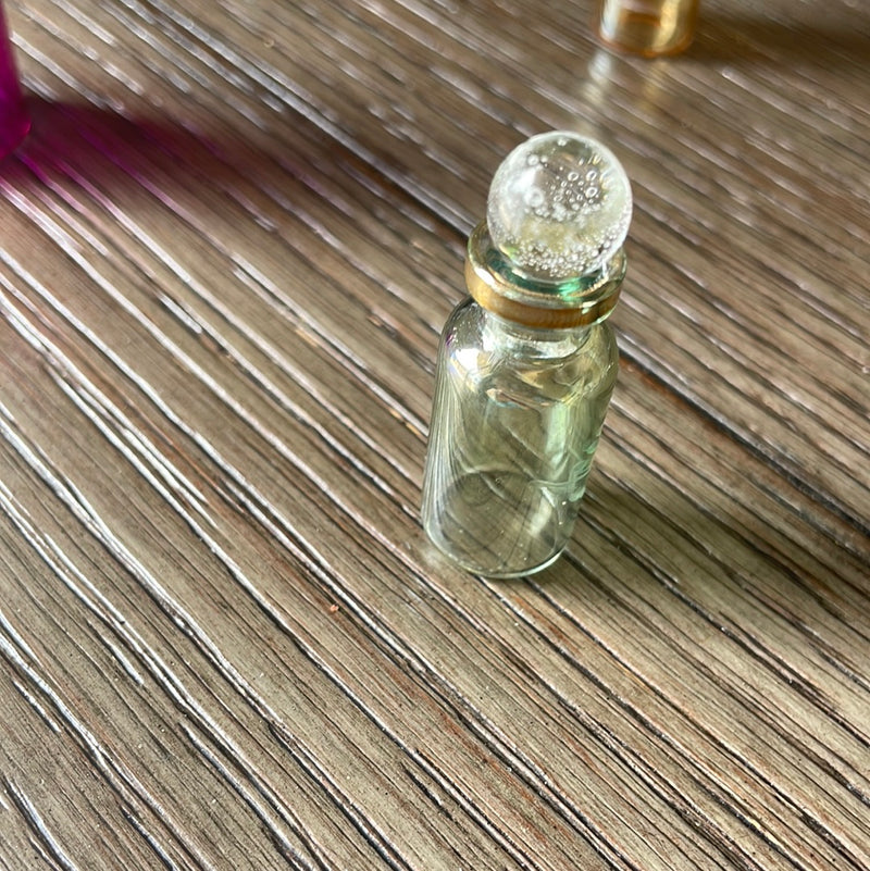 Mini Glass Bottle - Green - Vintage