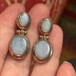 Opal Drop Earrings - Sterling Silver - Vintage