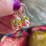 Strawberry Transparent Earrings - Gold Filled - Handmade