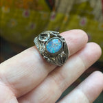 Opal Ring - Sterling Silver - Calla Lilies - Nouveau Style - Vintage